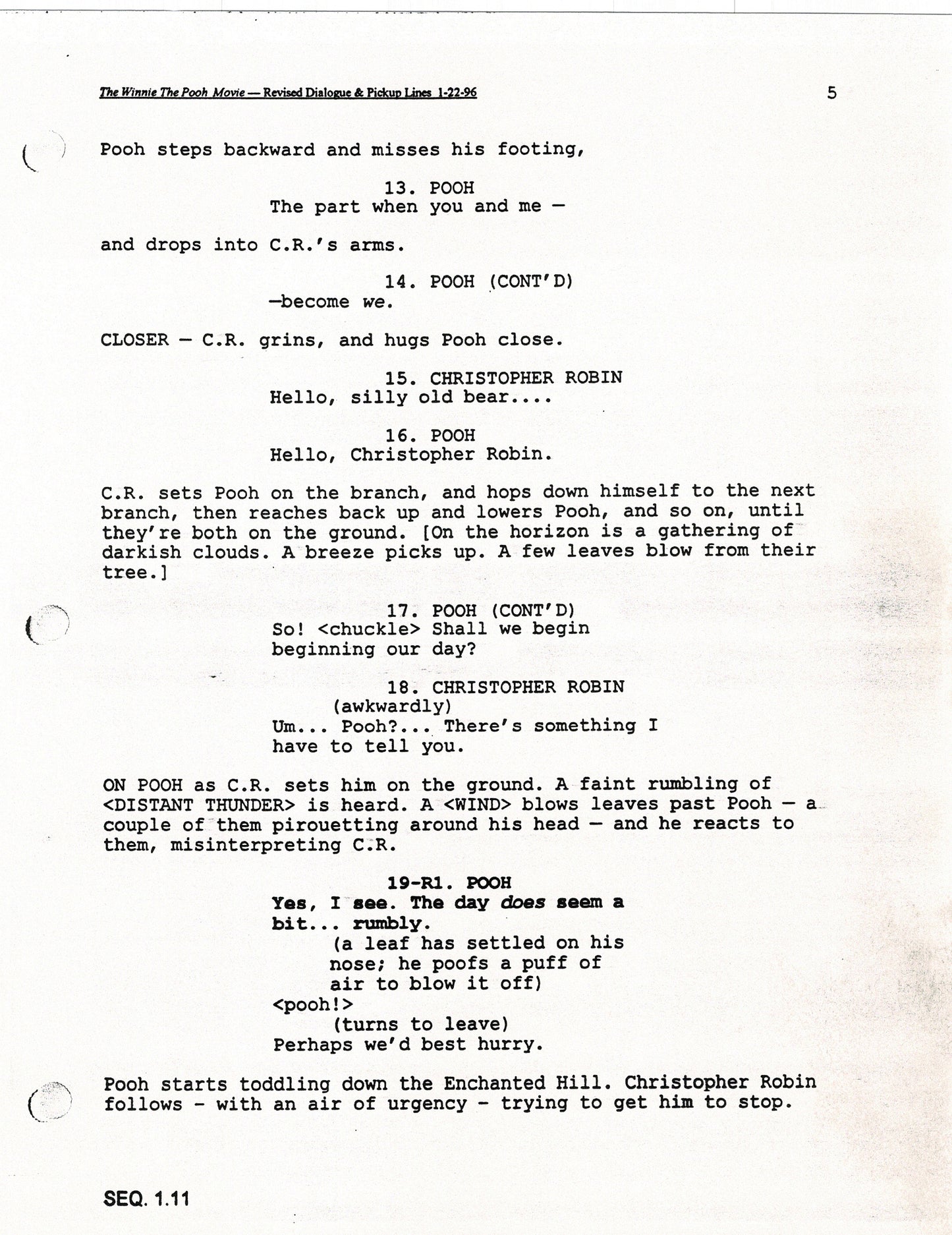 Winnie the Pooh Grand Adventure Disney Production Script Copy grp 1997 96f