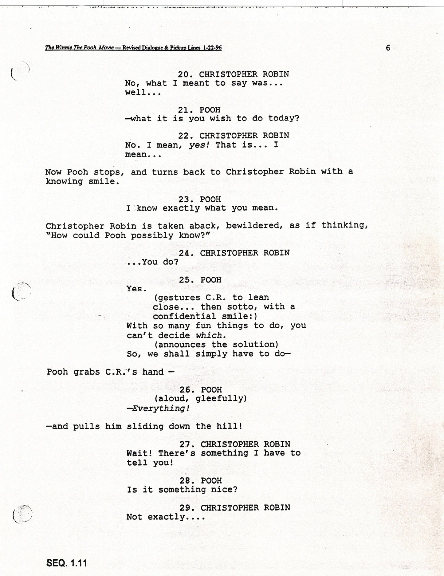 Winnie the Pooh Grand Adventure Disney Production Script Copy grp 1997 96f