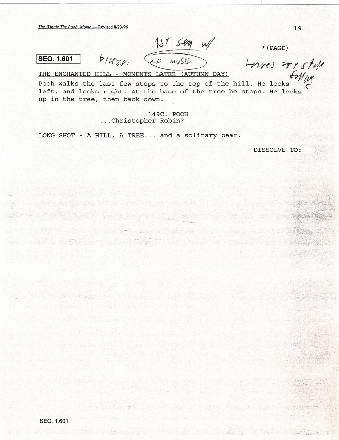 Winnie the Pooh Grand Adventure Disney Production Script Copy grp 1997 96f
