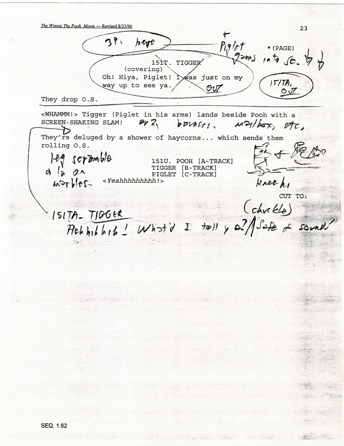 Winnie the Pooh Grand Adventure Disney Production Script Copy grp 1997 96f