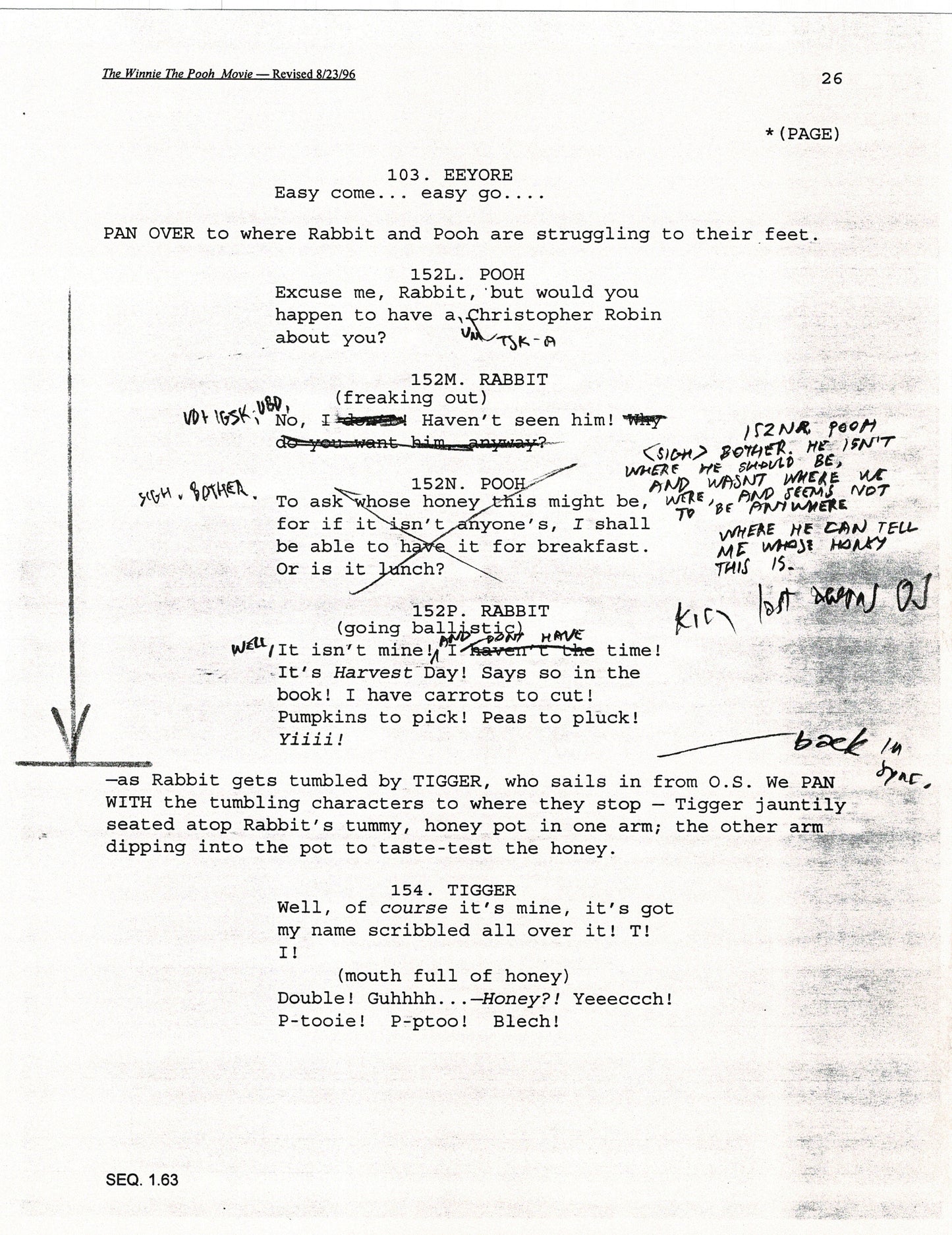 Winnie the Pooh Grand Adventure Disney Production Script Copy grp 1997 96f