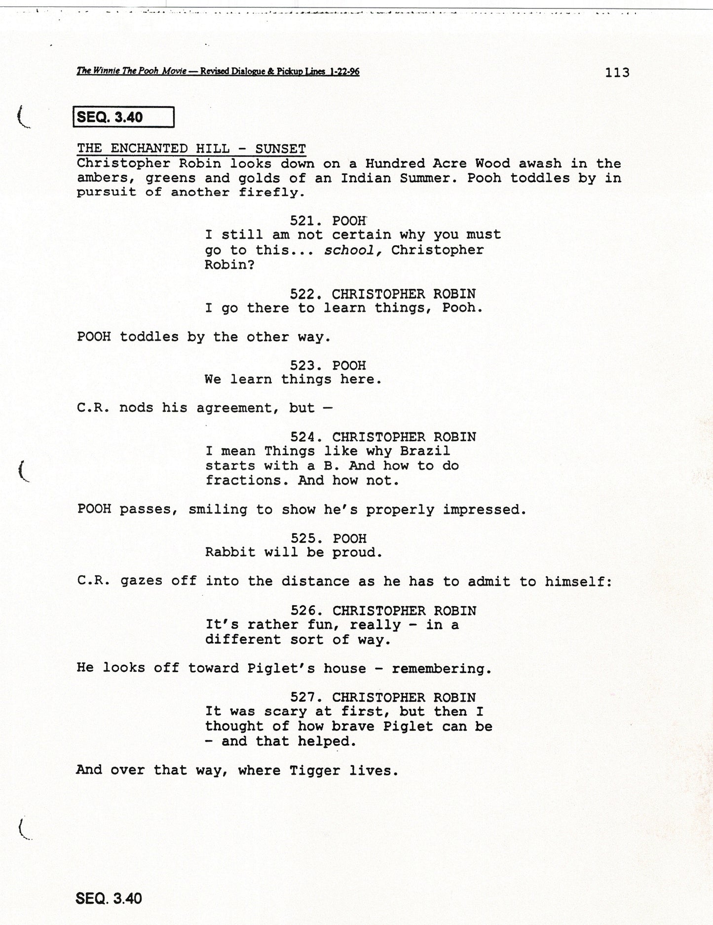 Winnie the Pooh Grand Adventure Disney Production Script Copy grp 1997 96f