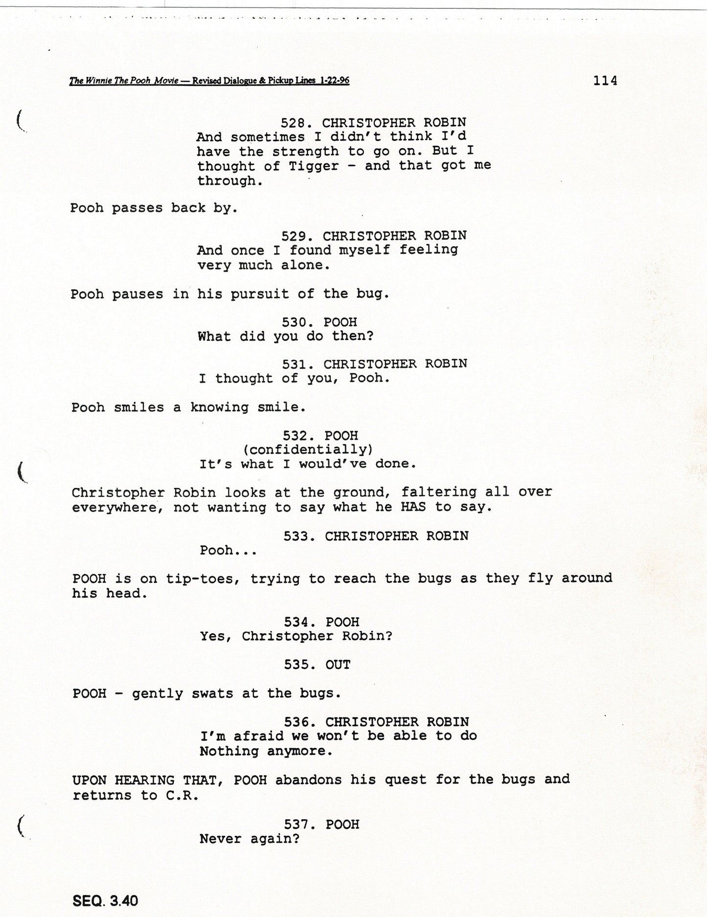 Winnie the Pooh Grand Adventure Disney Production Script Copy grp 1997 96f