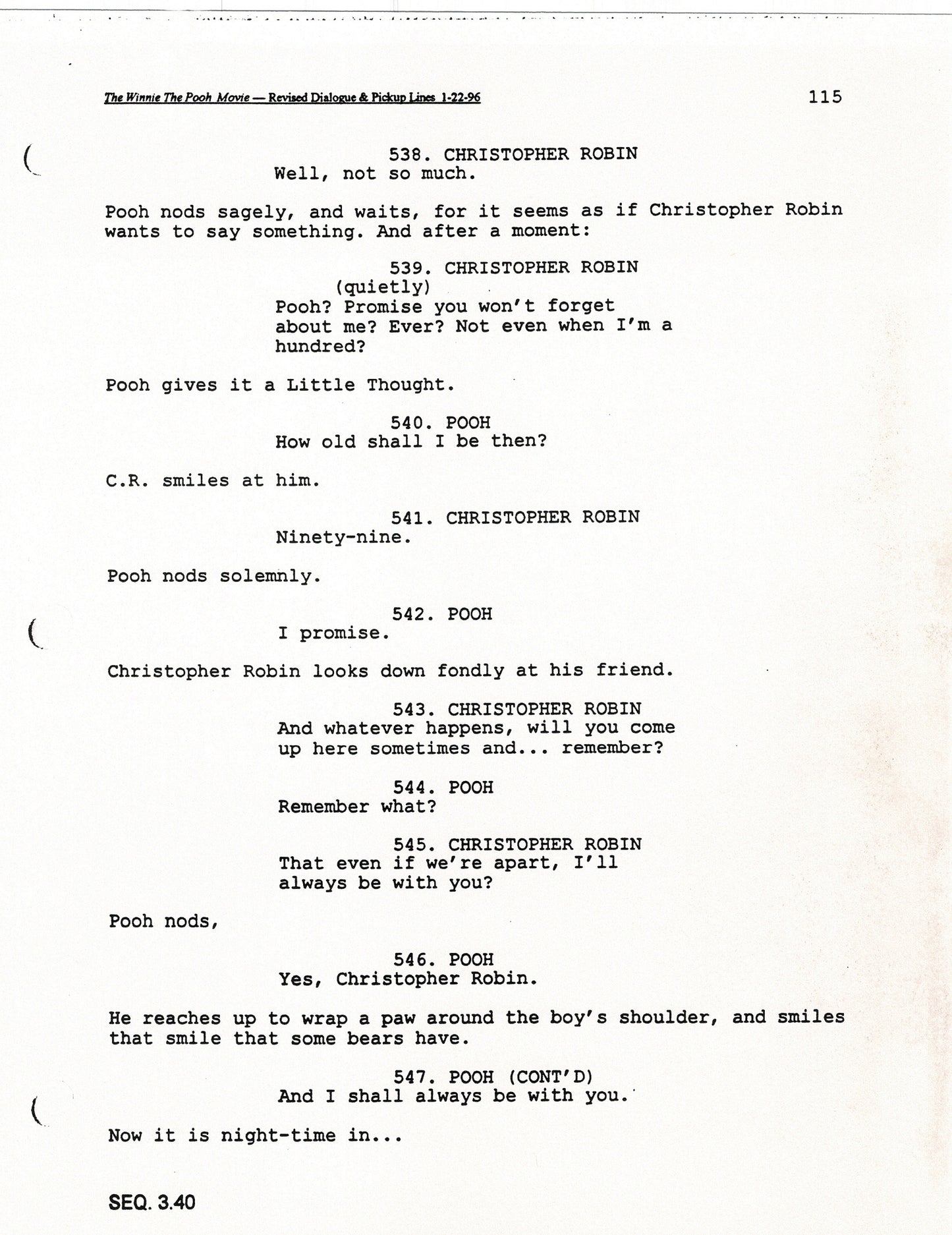 Winnie the Pooh Grand Adventure Disney Production Script Copy grp 1997 96f