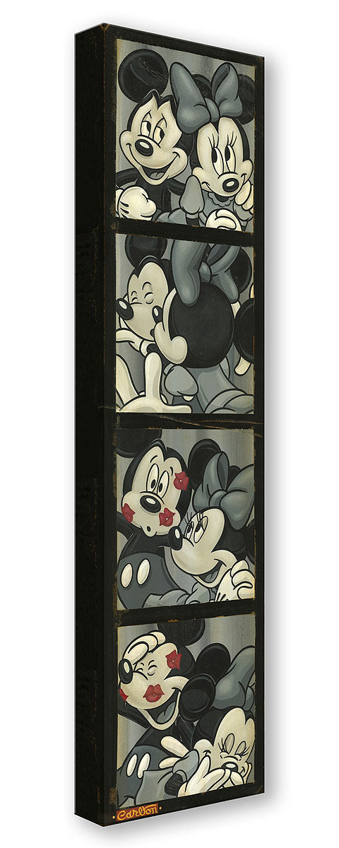 Mickey Mouse and Minnie Mouse Walt Disney Fine Art Trevor Carlton Ltd Ed of 1500 TOC Treasures on Canvas Print "Photo Booth Kiss"