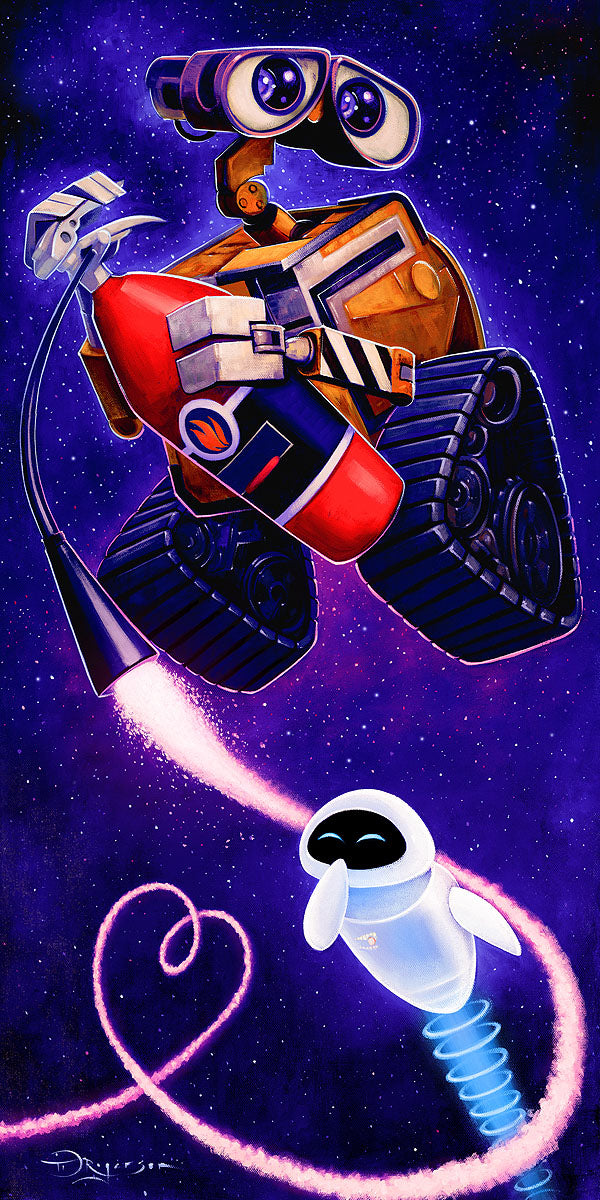 Wall-E Pixar Walt Disney Fine Art Tim Rogerson Signed Limited Edition of 195 Print on Canvas "Wall-E and Eve"