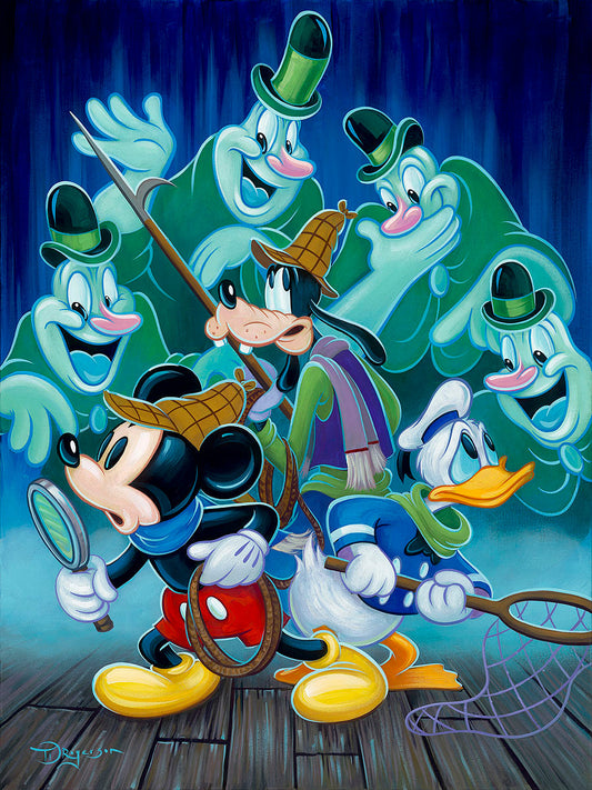Mickey Mouse Donald Duck Goofy Walt Disney Fine Art Tim Rogerson Signed Limited Edition of 195 Print on Canvas "Ghost Chasers"