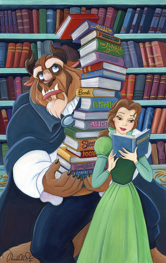Beauty and the Beast Walt Disney Fine Art Michelle St. Laurent Signed Limited Edition of 195 Print on Canvas - Belle's Books