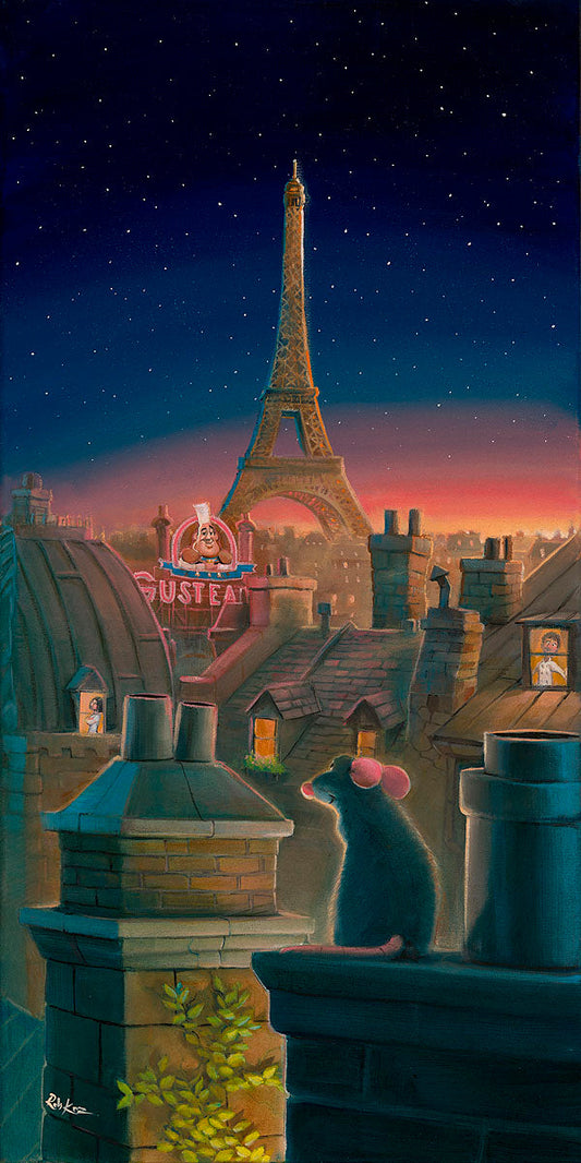 Ratatouille Pixar Walt Disney Fine Art Rob Kaz Signed Limited Edition of 195 Print on Canvas - Taste of Paris