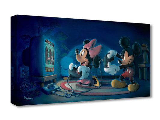 Mickey Mouse n Minnie Mouse Video Gaming Walt Disney Fine Art Rob Kaz Limited Edition of 1500 Treasures on Canvas Print TOC "Game Night"