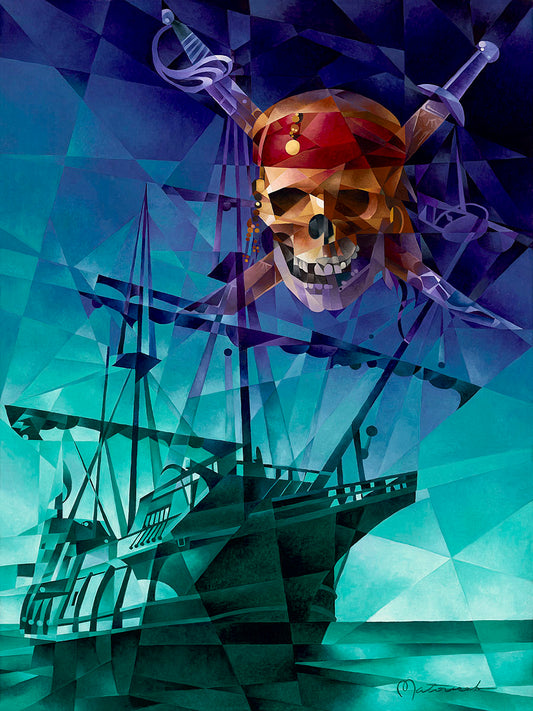 Pirates of the Caribbean Walt Disney Fine Art Tom Matousek Signed Limited Edition of 195 Print on Canvas "The Black Pearl"