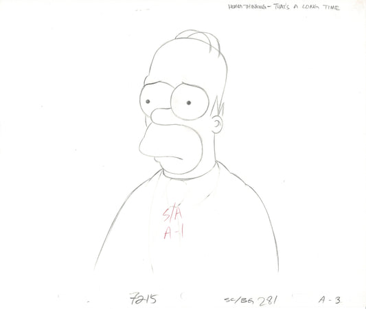 Simpsons Homer Simpson Original Animation Production Cel Drawing Fox 1993 387