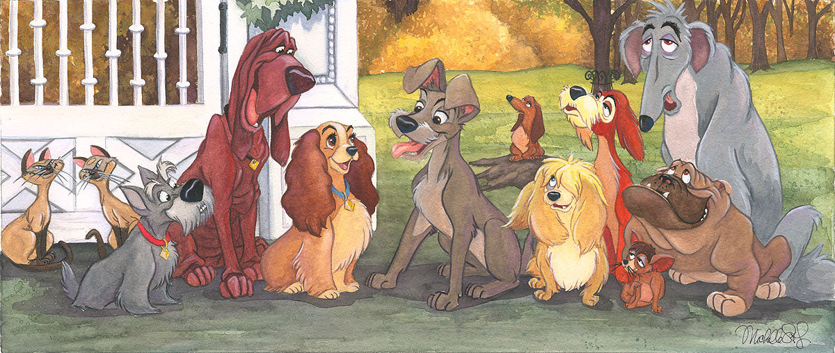 Lady and the Tramp Walt Disney Fine Art Michelle St. Laurent Signed Limited Edition of 195 on Canvas "A Dog's Life"