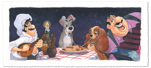 Lady and the Tramp Walt Disney Fine Art Michelle St. Laurent Signed Limited Edition of 95 on Fine Art Paper "A Serenade for Lady"