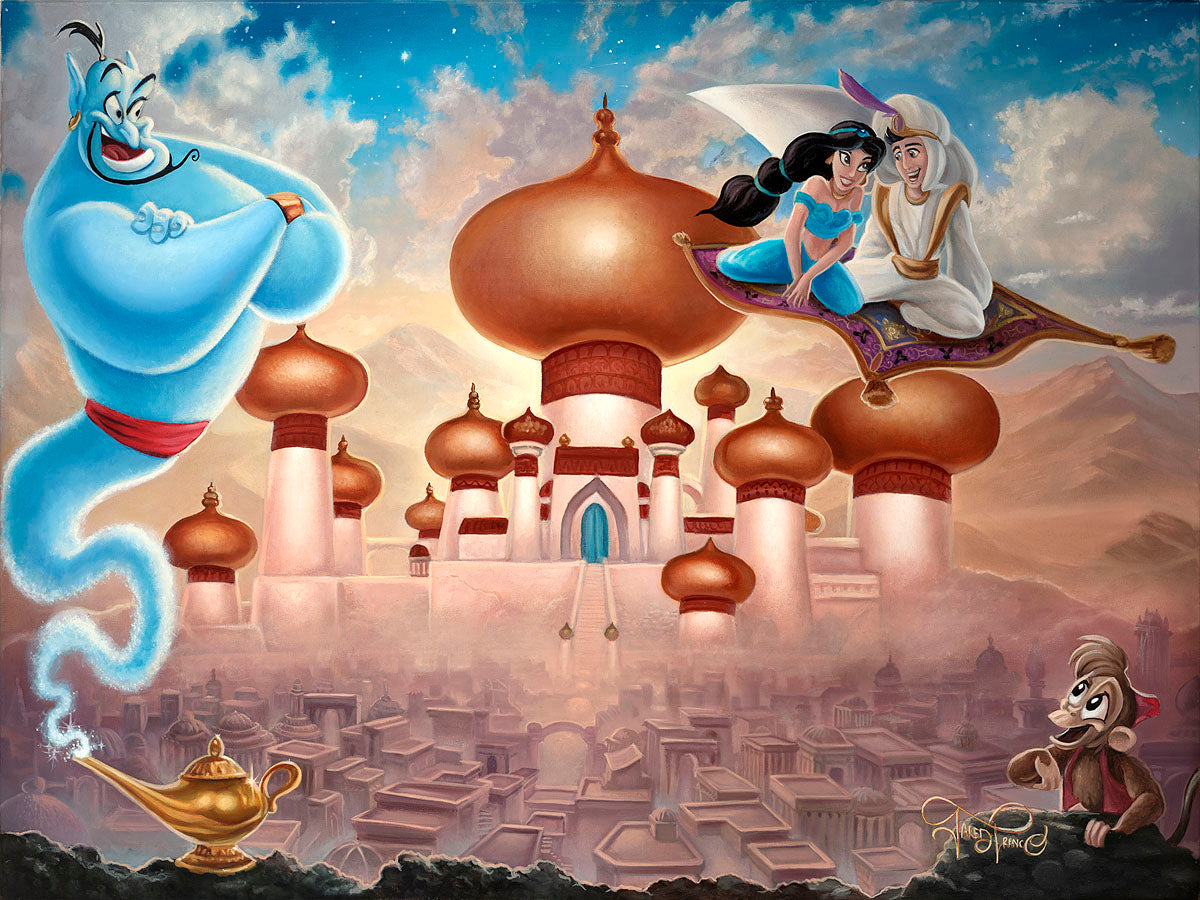 Aladdin Walt Disney Fine Art Jared Franco Signed Limited Edition of 195 on Canvas "A Whole New World"