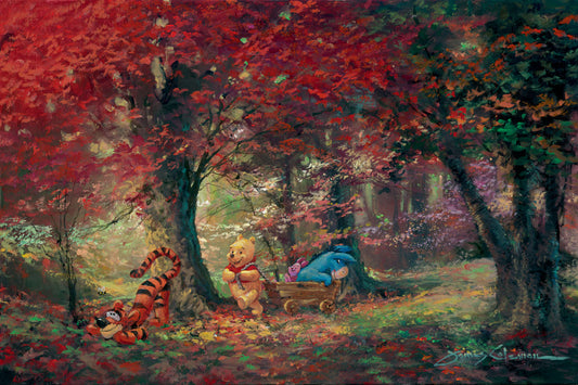 Winnie the Pooh and Tigger Walt Disney Fine Art James Coleman Signed Limited Edition of 195 on Canvas "Adventure in the Woods"