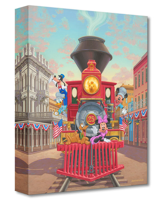 Mickey Mouse Minnie Mouse Train Walt Disney Fine Art Manuel Hernandez Limited Ed Treasures on Canvas Print TOC "All Aboard Engine 25"