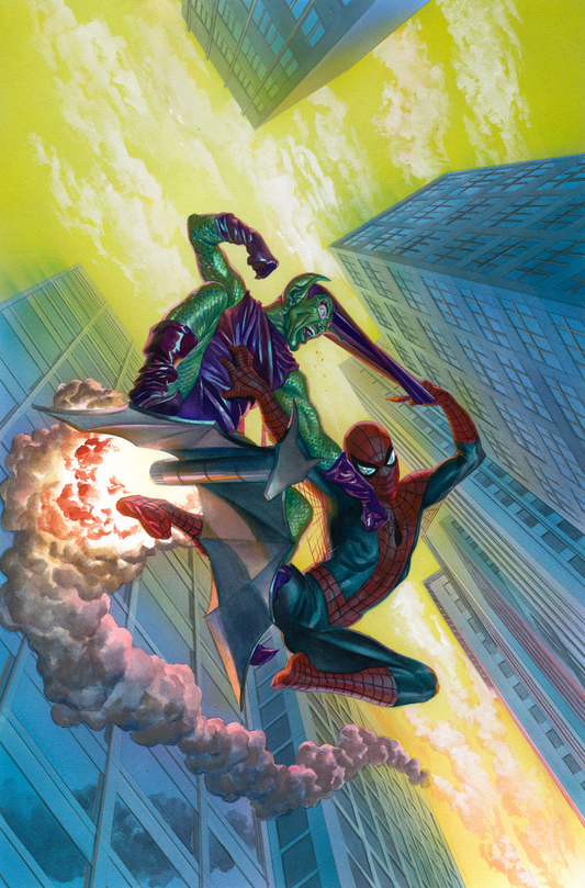 Alex Ross SIGNED Along Came A Goblin Giclee Print on Canvas Limited Edition Spider-man vs the Green Goblin