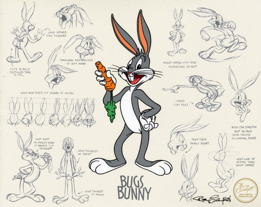 Bugs Bunny Model Sheet from Warner Brothers Looney Tunes - Limited Edition Animation Cel of 500 Signed by Ruth Clampett