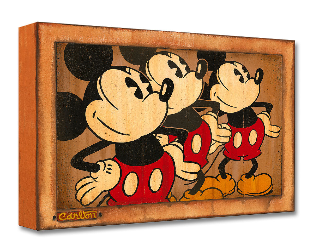 Mickey Mouse Walt Disney Fine Art Trevor Carlton Ltd Ed of 1500 TOC Treasures on Canvas Print "Three Vintage Mickeys"