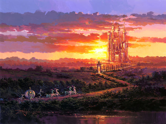 Cinderella Walt Disney Fine Art Rodel Gonzalez Signed Limited Edition of 195 on Canvas "Castle at Sunset"