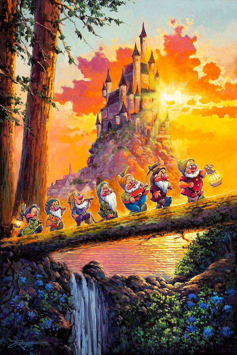 Snow White and the Seven Dwarfs Walt Disney Fine Art Rodel Gonzalez Signed Limited Edition of 30 on Canvas "Castle on the Horizon" PREMIERE Edition