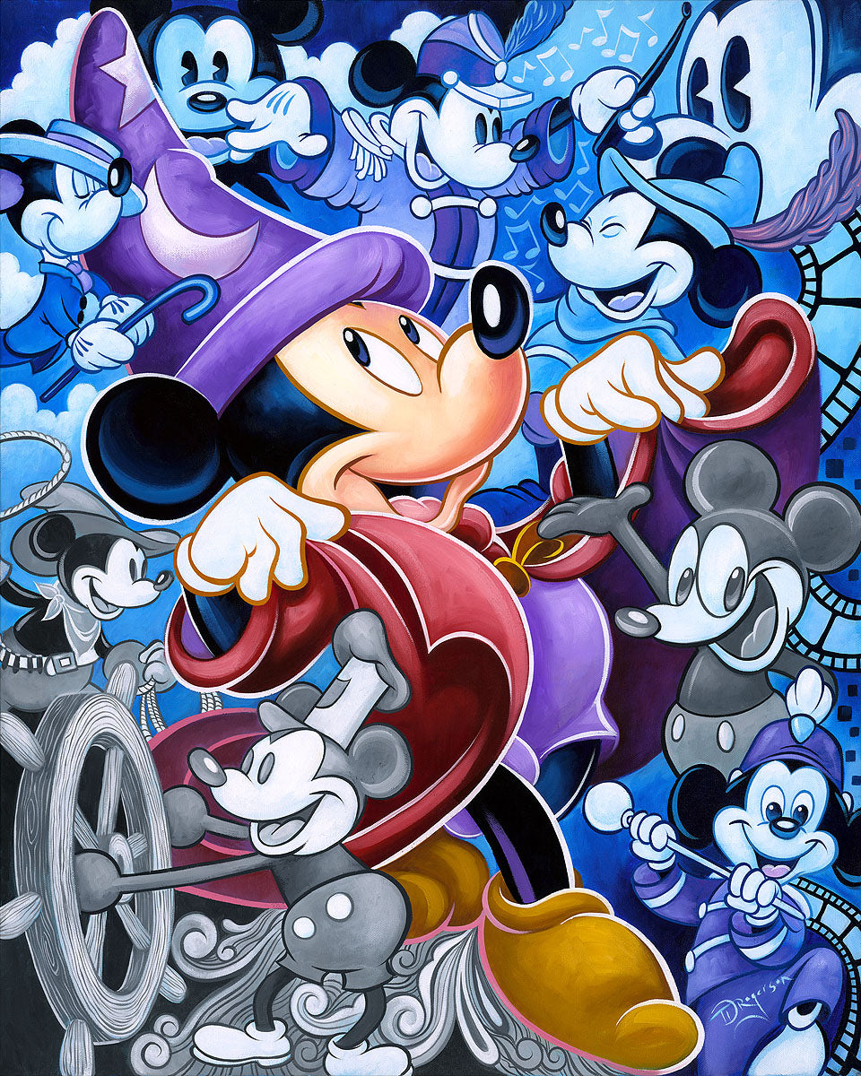 Mickey Mouse Walt Disney Fine Art Tim Rogerson Signed Limited Edition of 195 on Canvas "Celebrate the Mouse"
