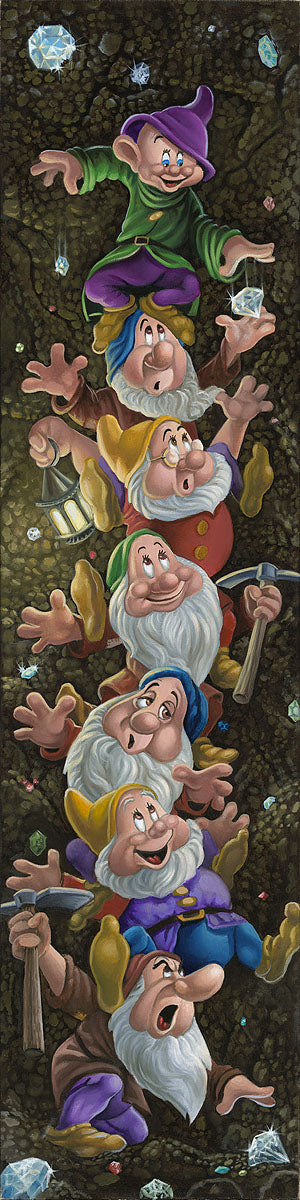 Snow White and the Seven Dwarfs Walt Disney Fine Art Jared Franco Signed Limited Edition of 195 on Canvas "Climbin' for Diamonds"