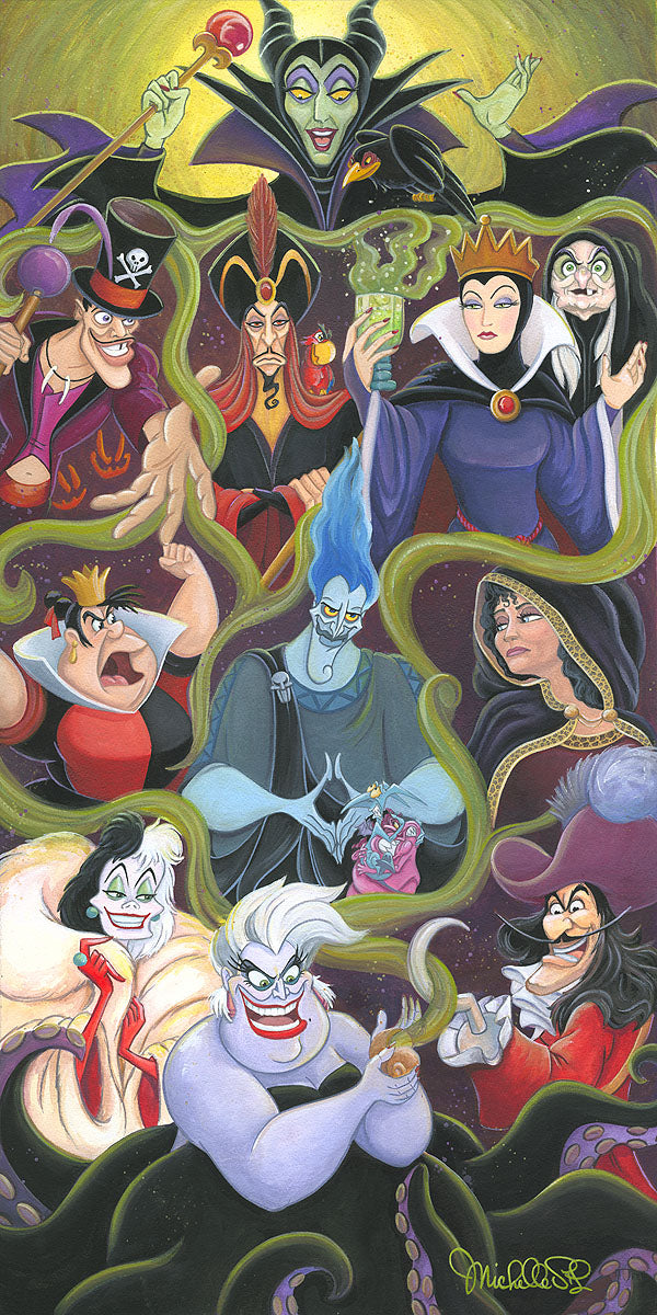 Walt Disney Fine Art Michelle St. Laurent Signed Limited Edition of 195 on Canvas "Collection of Villains"