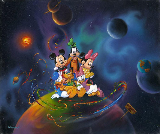 Copy of Mickey Mouse Walt Disney Fine Art Jim Warren Signed Limited Edition on Canvas of 25 "Disney World" PREMIERE Edition