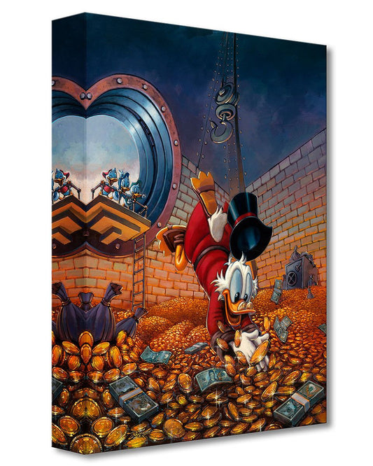 Scrooge McDuck Walt Disney Fine Art Rodel Gonzalez Limited Edition of 1500 on Canvas "Diving In Gold" Treasures on Canvas Print TOC