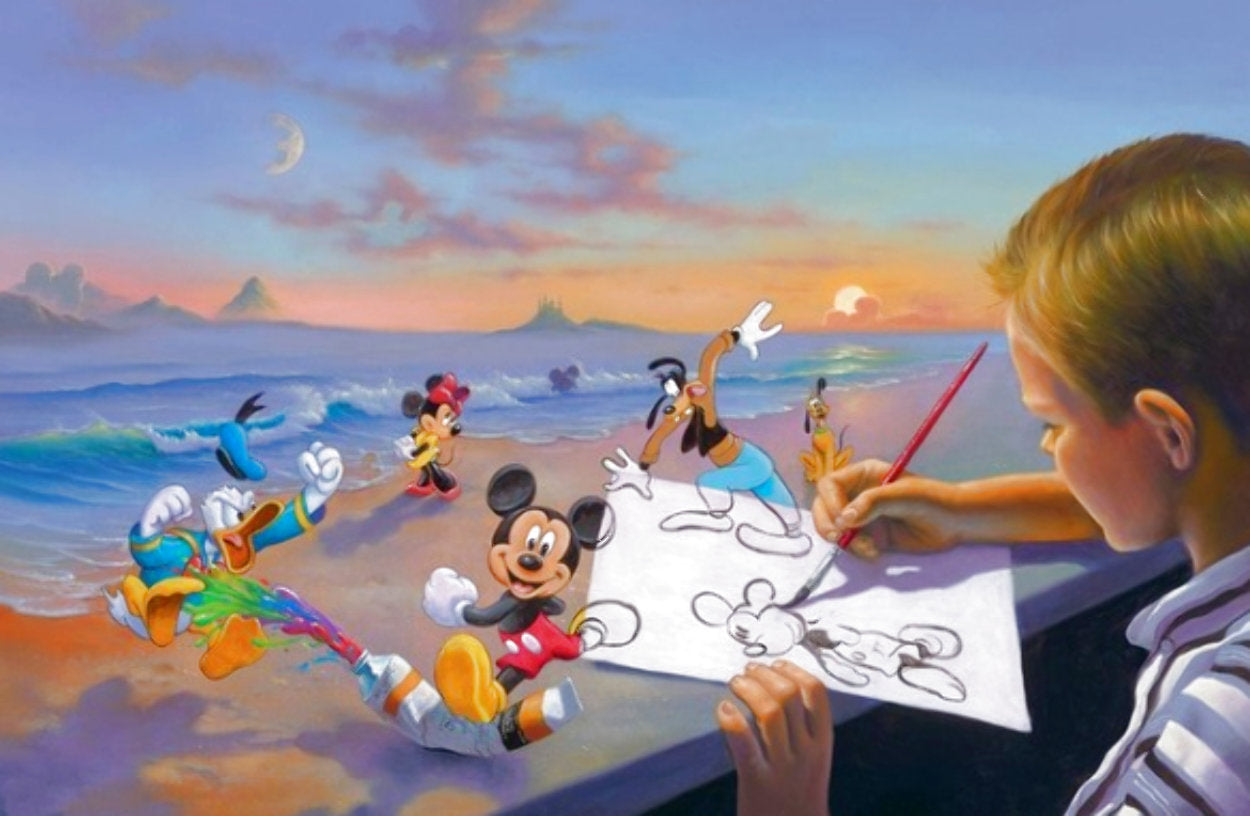 Mickey Mouse Walt Disney Fine Art Jim Warren Signed Limited Edition on Canvas of 195 "Dream Maker"