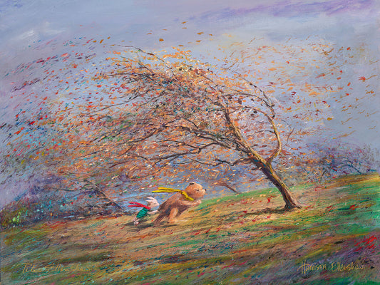Winnie the Pooh Walt Disney Fine Art Harrison Ellenshaw Signed Limited Edition of 195 Print on Canvas "A Very Blustery Day"