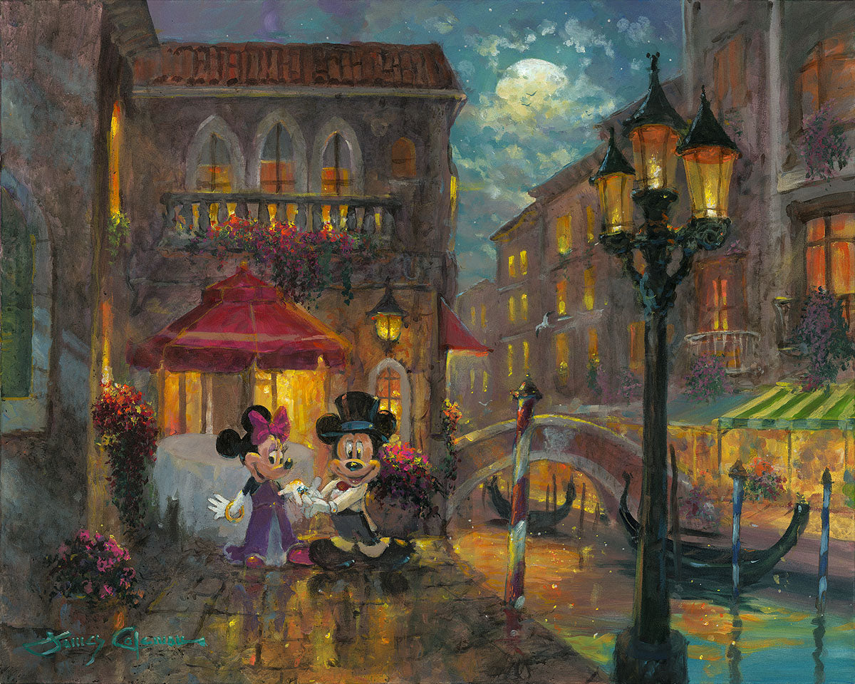 Mickey Mouse and Minnie Mouse Walt Disney Fine Art James Coleman Signed Limited Edition of 195 on Canvas "Evening Anniversary"