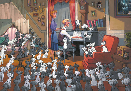 101 Dalmatians Walt Disney Fine Art Rodel Gonzalez Signed Limited Edition of 95 on Canvas "Family Gathering" REGULAR Edition