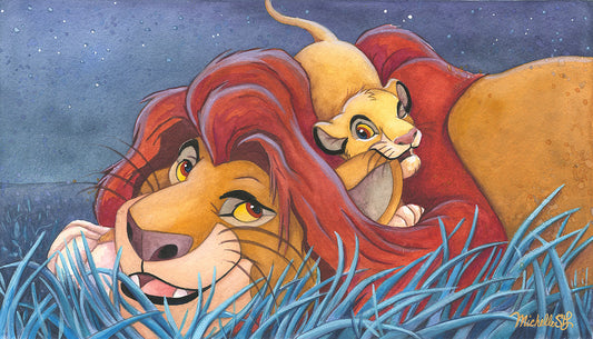 Lion King Walt Disney Fine Art Michelle St. Laurent Signed Limited Edition of 195 on Canvas "Father and Son"