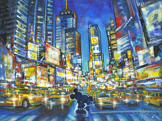 Mickey Mouse Minnie New York Times Square Walt Disney Fine Art Stephen Fishwick Signed Ltd Ed Print of 195 on Canvas "You, Me and the City"