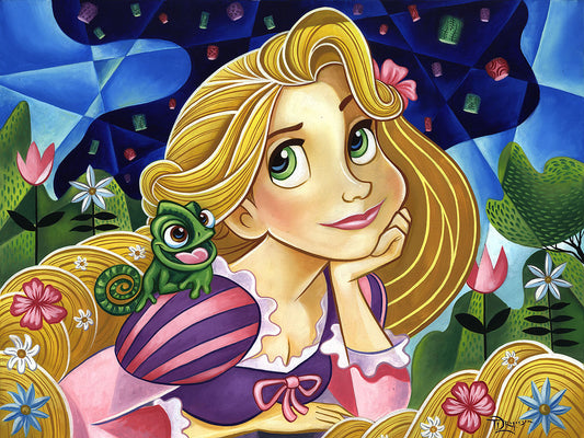 Tangled Walt Disney Fine Art Tim Rogerson Signed Limited Edition of 95 on Canvas "Flowers in Her Hair"