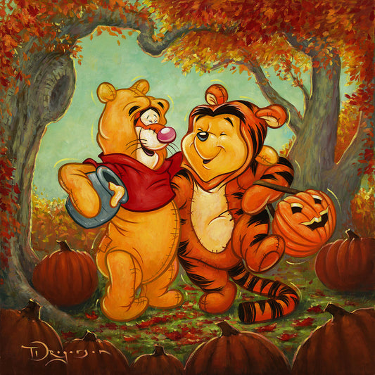 Winnie the Pooh and Tiiger Walt Disney Fine Art Tim Rogerson Signed Limited Edition of 195 on Canvas "Friendship Masquerade"