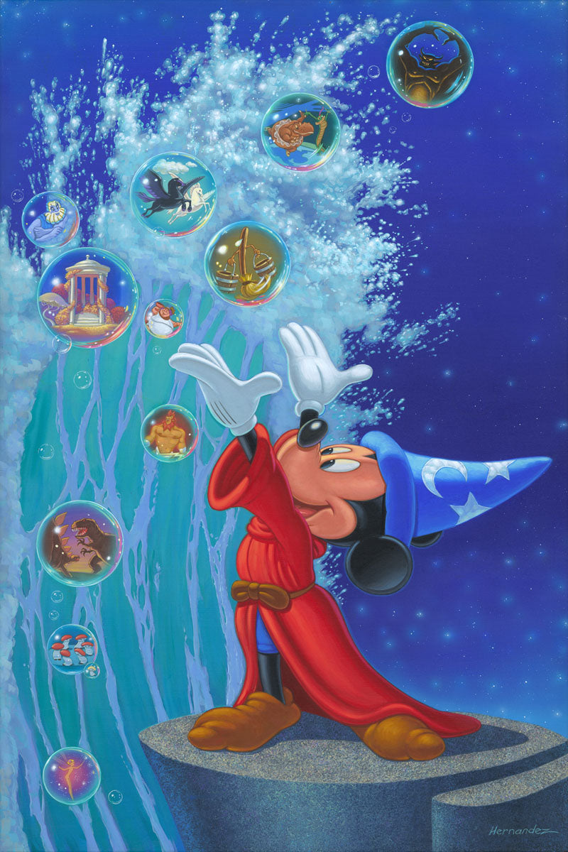 Mickey Mouse Sorcerer's Apprentice Fantasia Walt Disney Fine Art Manuel Hernandez Signed Limited Ed of 195 on Canvas "Magical Sea"