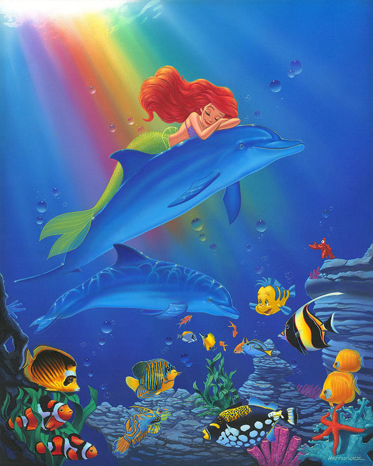 Ariel The Little Mermaid Walt Disney Fine Art Manuel Hernandez Signed Limited Ed of 195 on Canvas "Underwater Dreams"