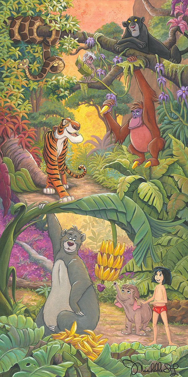Jungle Book Walt Disney Fine Art Michelle St. Laurent Signed Limited Edition of 195 on Canvas "Home in the Jungle"