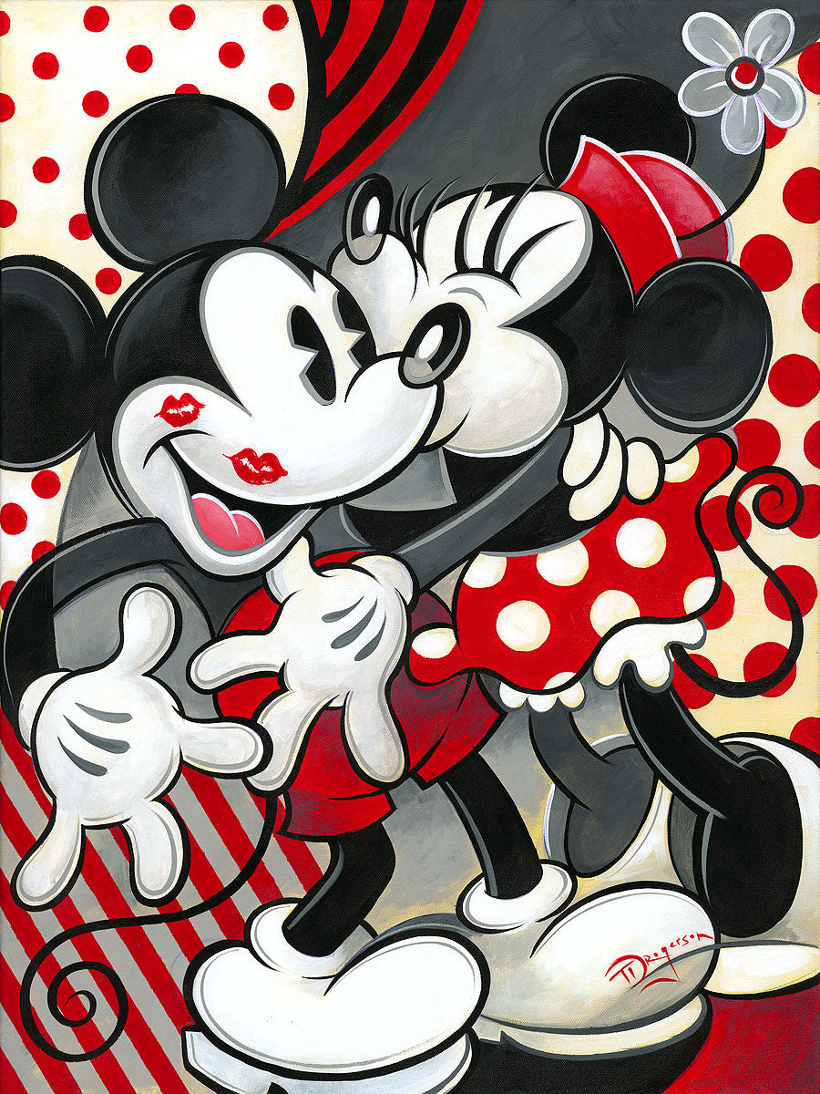 Mickey Mouse Minnie Mouse Walt Disney Fine Art Tim Rogerson Signed Limited Edition of 195 on Canvas "Hugs and Kisses"