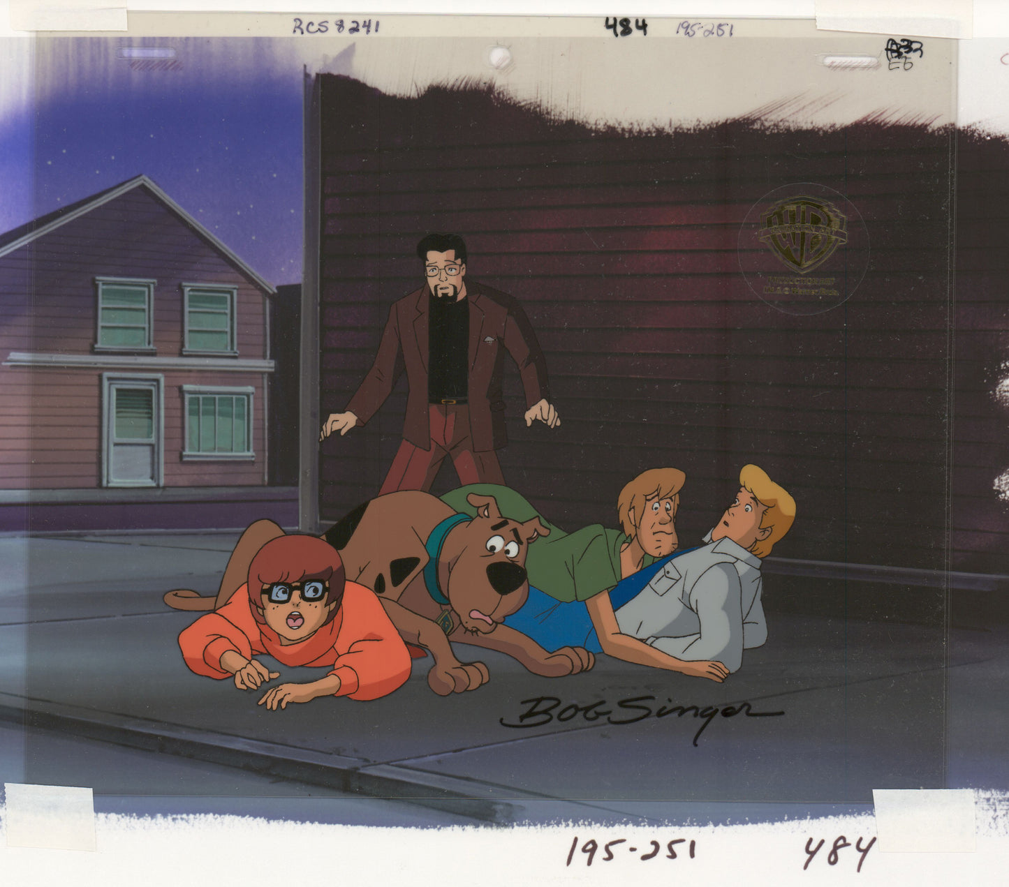 Scooby Doo and Shaggy with Fred and Velma Production Animation Art Cel from Hanna Barbera 1999 SIGNED by Bob Singer 8241