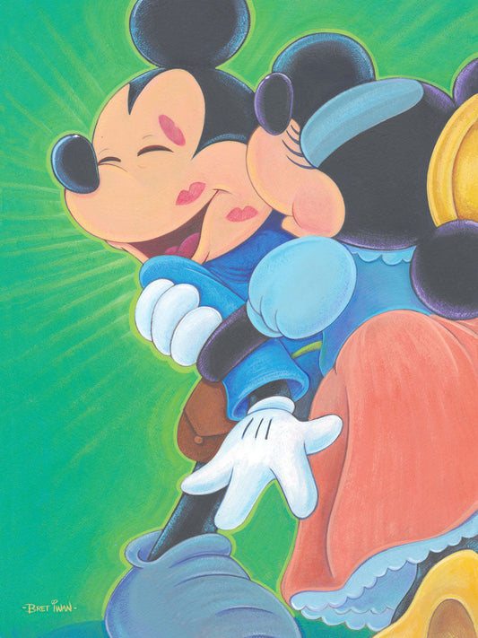 Mickey Mouse and Minnie Mouse Brave Little Tailor Walt Disney Fine Art Bret Iwan Signed Ltd Ed Print of 50 on Canvas "Kisses for Bravery"