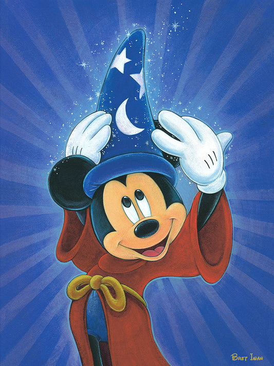 Mickey Mouse Sorcerer Fantasia Walt Disney Fine Art Bret Iwan Signed Limited Edition Print of 195 on Canvas "Magic is in the Air"