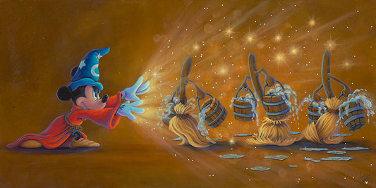 Mickey Mouse Sorcerers Apprentice Fantasia Walt Disney Fine Art Denyse Klette Signed Limited Edition of 195 on Canvas "Spellbound"