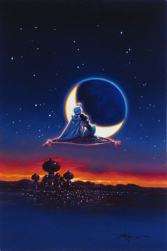 Aladdin Walt Disney Fine Art Rodel Gonzalez Signed Limited Edition of 95 on Canvas "Magical Journey"
