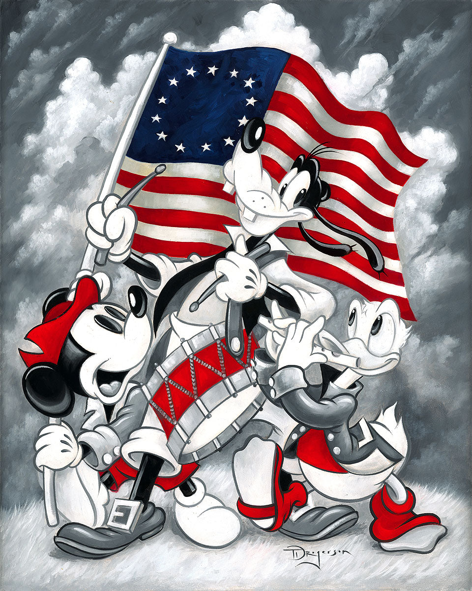 Mickey Mouse and Donald Duck Walt Disney Fine Art Tim Rogerson Signed Limited Edition of 50 on Canvas "March of Independence"