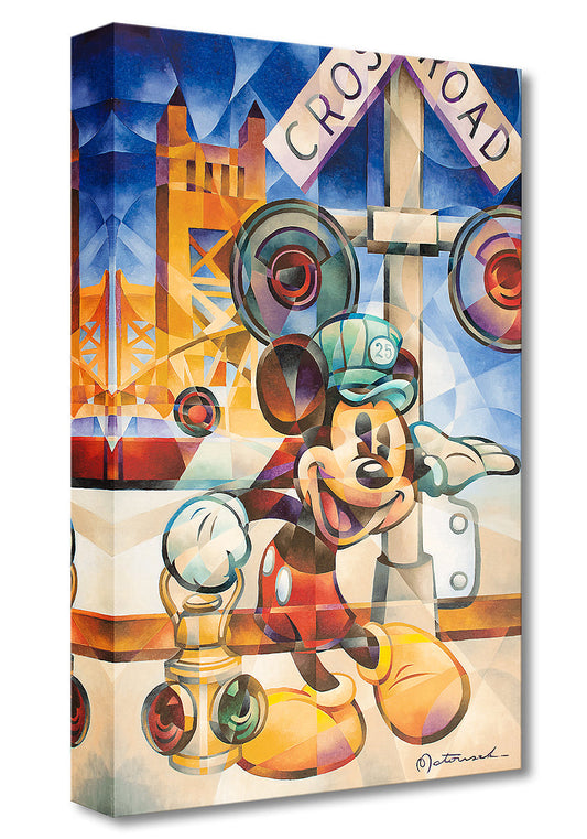 Mickey Mouse Train Engineer Disneworld Walt Disney Fine Art Tom Matousek Limited Edition Treasures on Canvas Print TOC "Happy Engineer"